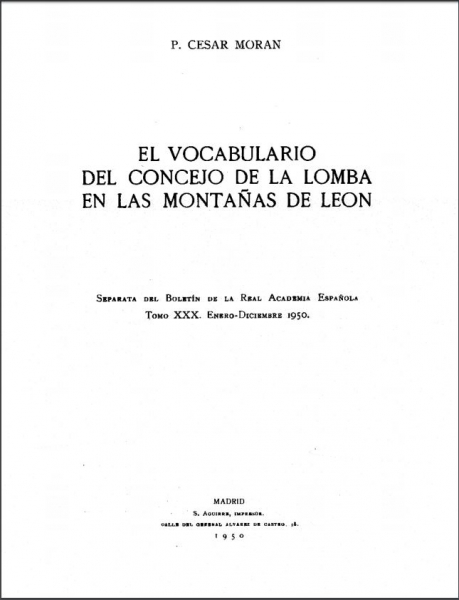 Vocabulario del Concejo de La Lomba en las montañas de León